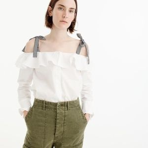 NWOT COLD -SHOULDER POPLIN TOP